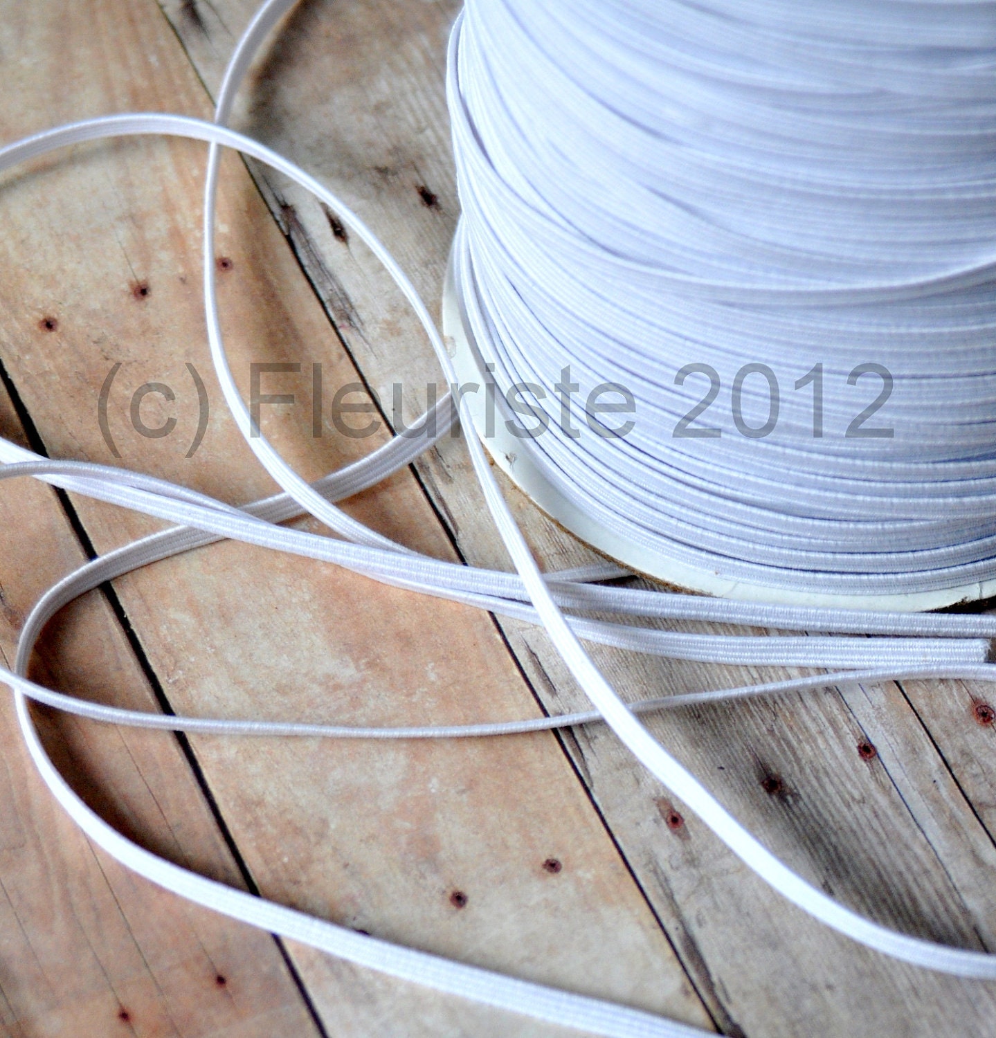 1/8 Inch Elastic-5 Yards-White-Headband Elastic