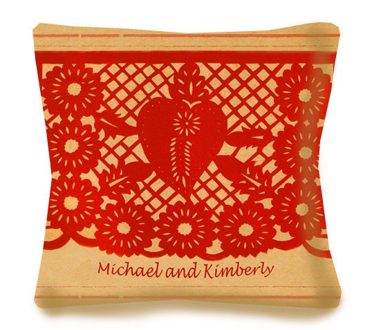 Your Names or Initials - Novio / Sweetheart Pillow- Mexican Vintage