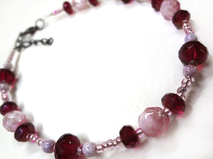 Rosy Pink Anklet - MegansBeadedDesigns