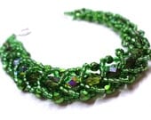 Dazzling Green Braclete - Beaded Flat Spiral - MegansBeadedDesigns