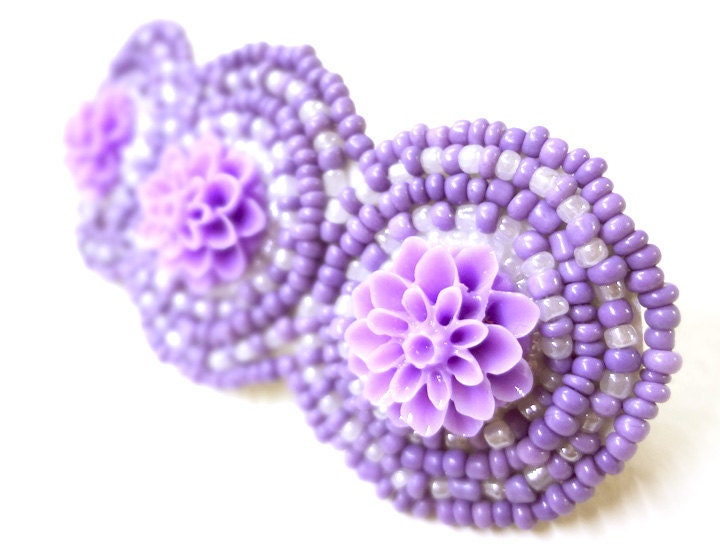 Light Purple Barrette - Beaded Hair Accessory - MegansBeadedDesigns