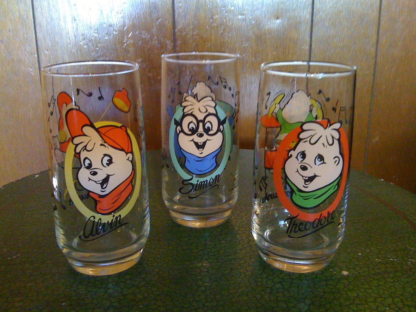 3 Vintage 1985 Alvin and the Chipmunks Glasses by BlubirdandCo