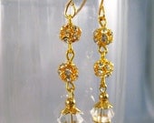 Gold and Crystal Dangle Earrings