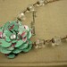 AZ Tea Rose and Crystal Bead Necklace. Recycled Soda Can Flower Art.