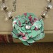 AZ Tea Rose and Crystal Bead Necklace. Recycled Soda Can Flower Art.