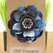 Recycled Soda Can Art. Blue Rose with Button Brooch/Pin. Monster Blue Flower