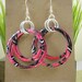 Recycled Soda Can Art. Stacked Hoop Circle Earrings . DOUBLE-sided. Pink Rockstar