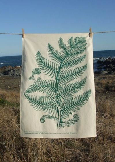 Fern print tea-towel