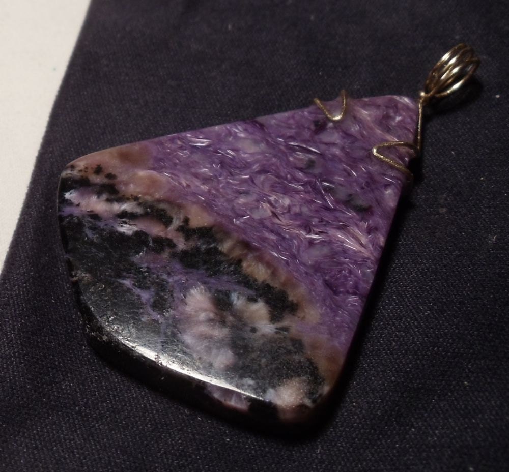 Rich Purple Charoite Pendant in 14k yellow gold