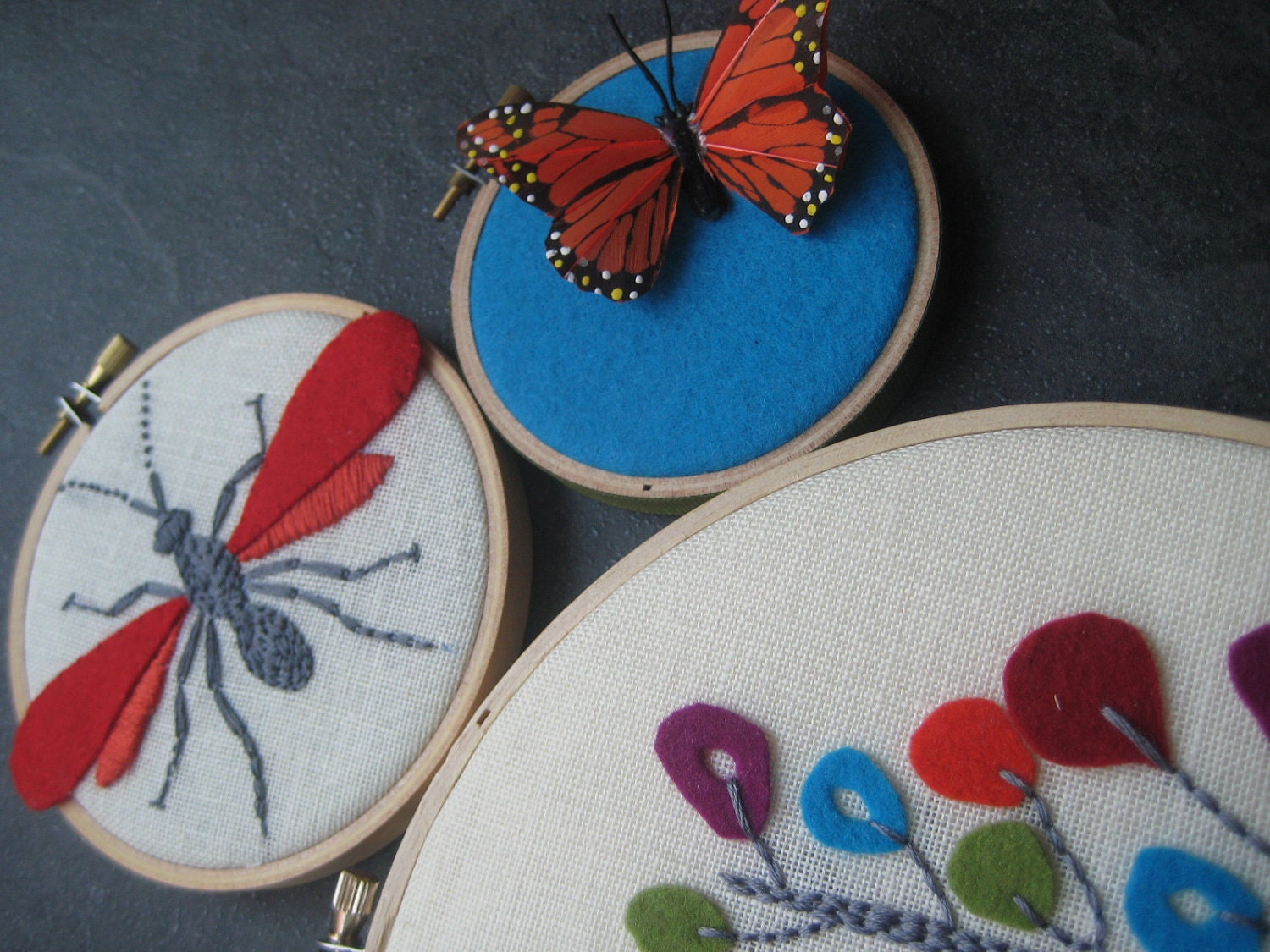 Trees in Bloom - Hand Embroidered Hoop Art in 8 inch hoop. Multicolored