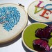 hand embroidered Tree, LOVE and Butterfly Hoop Art (3 pieces)