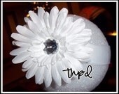 WHITE Daisy Flower Hair Clip with matching WHITE Interchangeable Headband Baby Baptism White