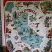 vintage 1940's CALIFORNIA tourist tablecloth feedsack cotton