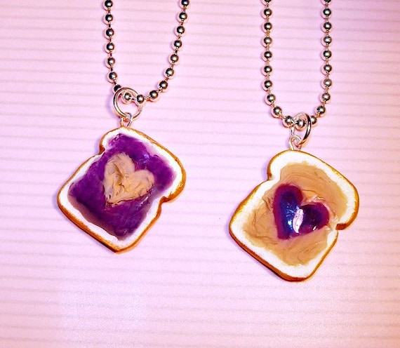 Best Friends Necklaces - Peanut Butter and Jelly Necklaces - Cute Kawaii Necklace BFF
