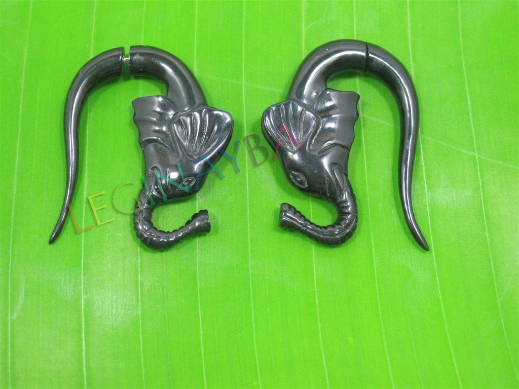 1/2 pair elephant horn tribal earrings