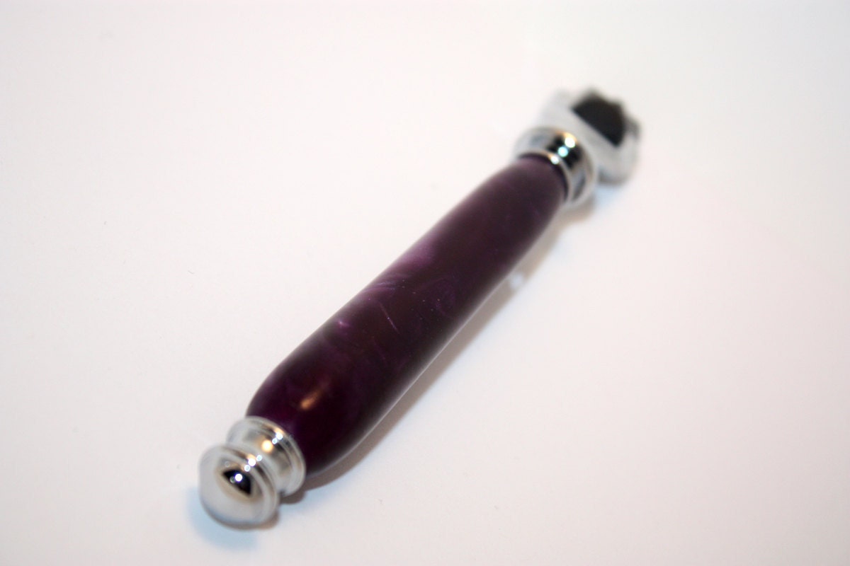 Handcrafted Purple Mist Acrylic Razor Handle - DBassWoodworking