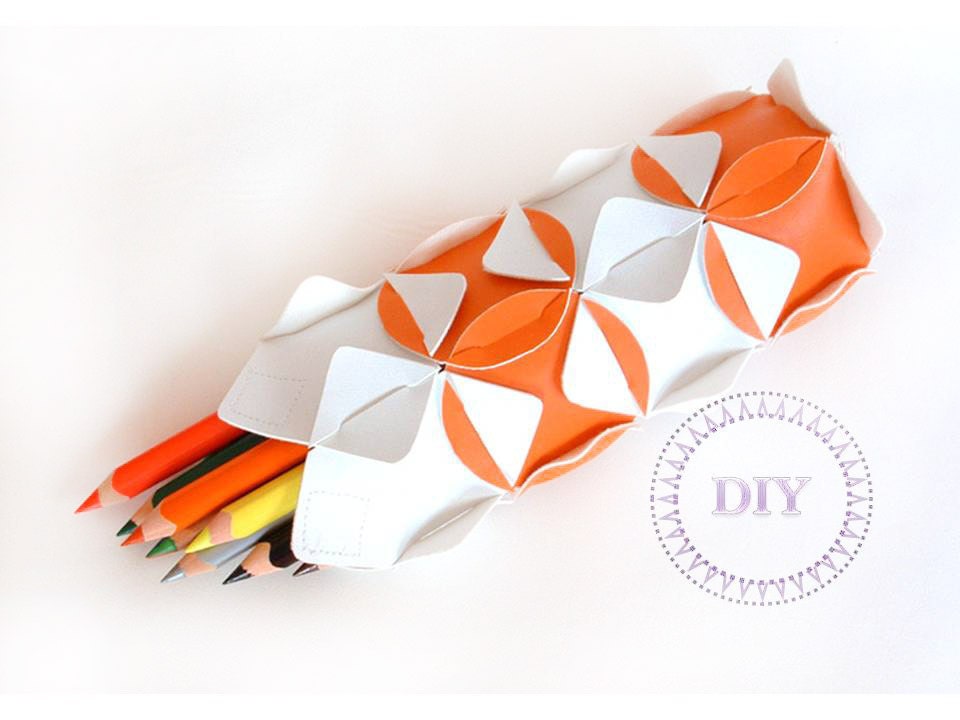 craft set pencil case-white orange DIY KIT put&pull