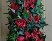 Floral Arrangement Topiary Tree Strawberry Rose and Ivy 19 inch