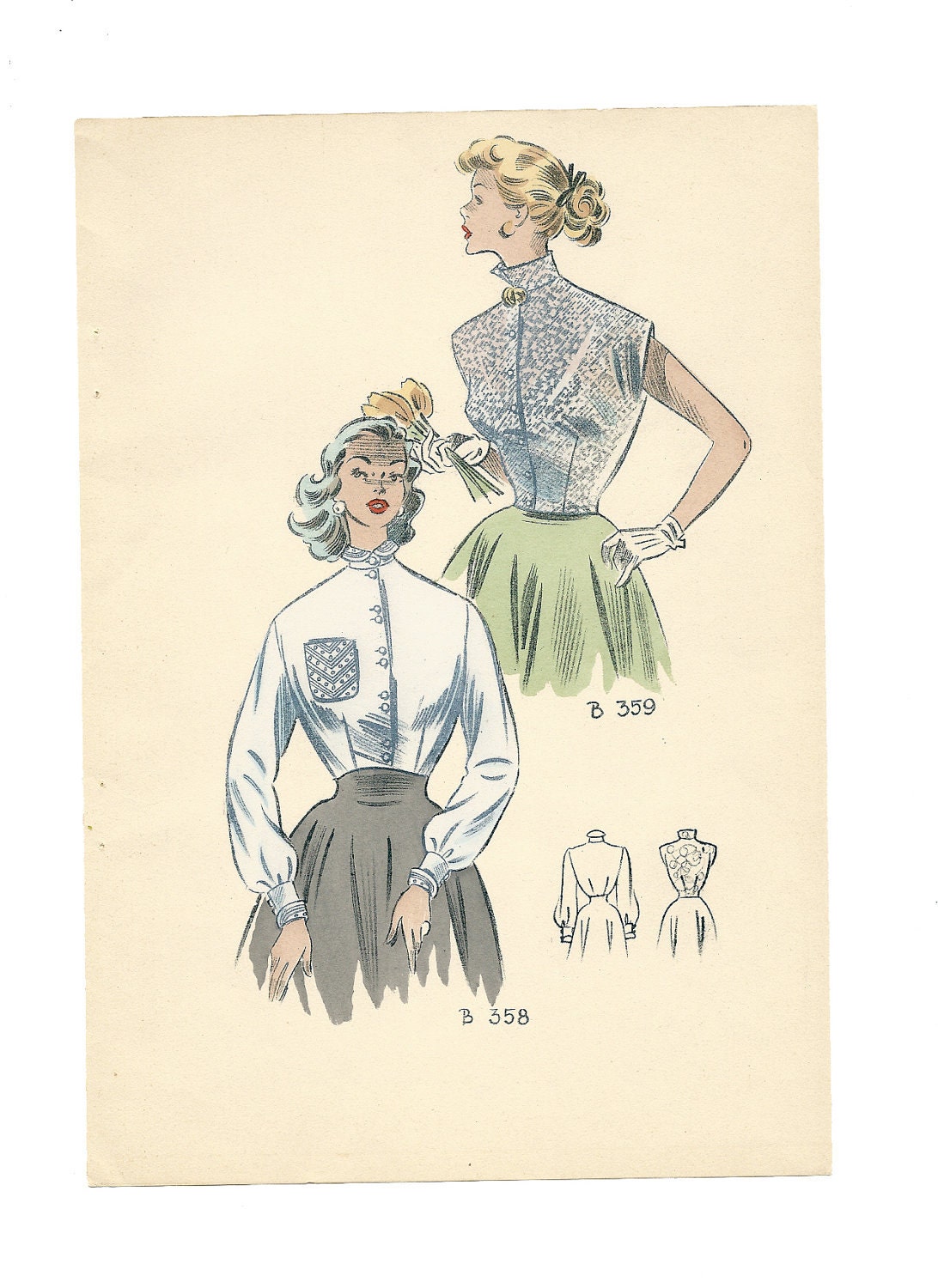 1954 Womens Fashion Magazine Illustration