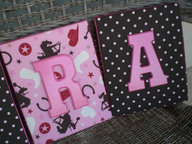 Cowgirl Letters, 8x10 Wall Letters, Framed Monogram, Painted Letters, Wood Letters,Monogram, Upholstered Letters, Custom Lettering