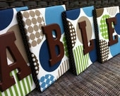 Nursery Letters, 8x10, Wall Letters, Dwell Studio Bedding, Target Fun Dot Blue, Dot Letters