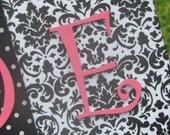 Damask Wall Letters, 8x10, Black and White Nursery, Black and Hot Pink Nursery, Painted Letters, Wood Letters,Monogram