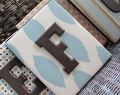 Nursery Letters, 8x10, Wall Letters, Blue and Cream Letters, Brown and Blue Nursery Letters, Dot Letters