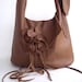 brown leather  handbag, shoulder bag  with detachable flower and soft adjustable straps. Made to order by Tuscada