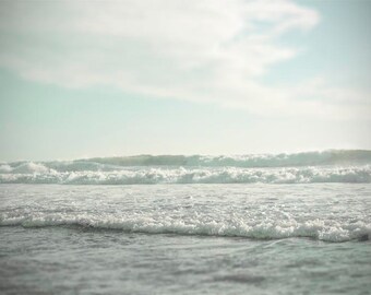 Ocean Photography, Landscape - Aqua, Mint Green, Ocean Waves,  Beach Photography, Wall  Decor-  Beach Cottage Decor- 11x14