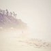 Beach Print- Vintage Beach Photo Yellow Faded Misty Empty Summer Beach Shore, Pontos Carlsbad, Ca Single Surfer Cliffs, Shore