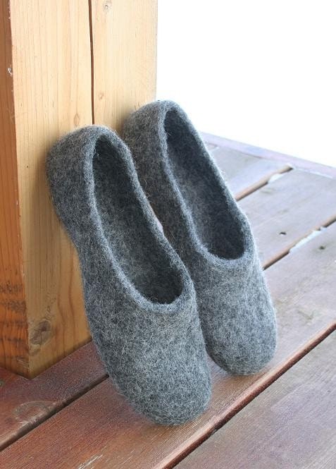 Felted Slippers Gray Elegance Eco