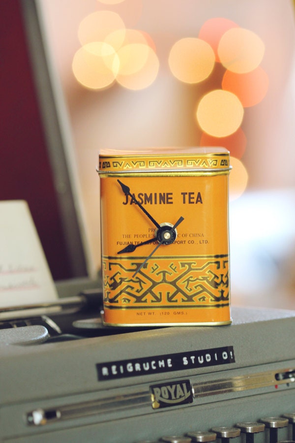 Small- Mustard Tea Tin Desk Clock