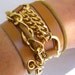 Leather Wrap Bracelet THE HALEY In Camel and Gold