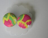 Bright button covered post earrings