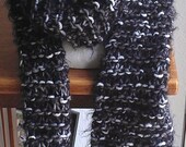 Ultra soft black & white knit scarf