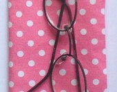 Pink with white polka dots eye and sunglass case