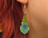 Abstacted Peacock Feather Earrings - Light Color Version