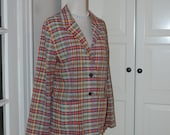 VINTAGE 50s 60s Plaid Jacket, Haymaker Jacket, Lightweight Cotton Jacket - M/L