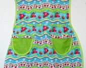 FREE SHIPPING---------Retro Style Cooks Bib Apron in Bright Fruit Colored Fabric for your Kitchen Cooking Decor