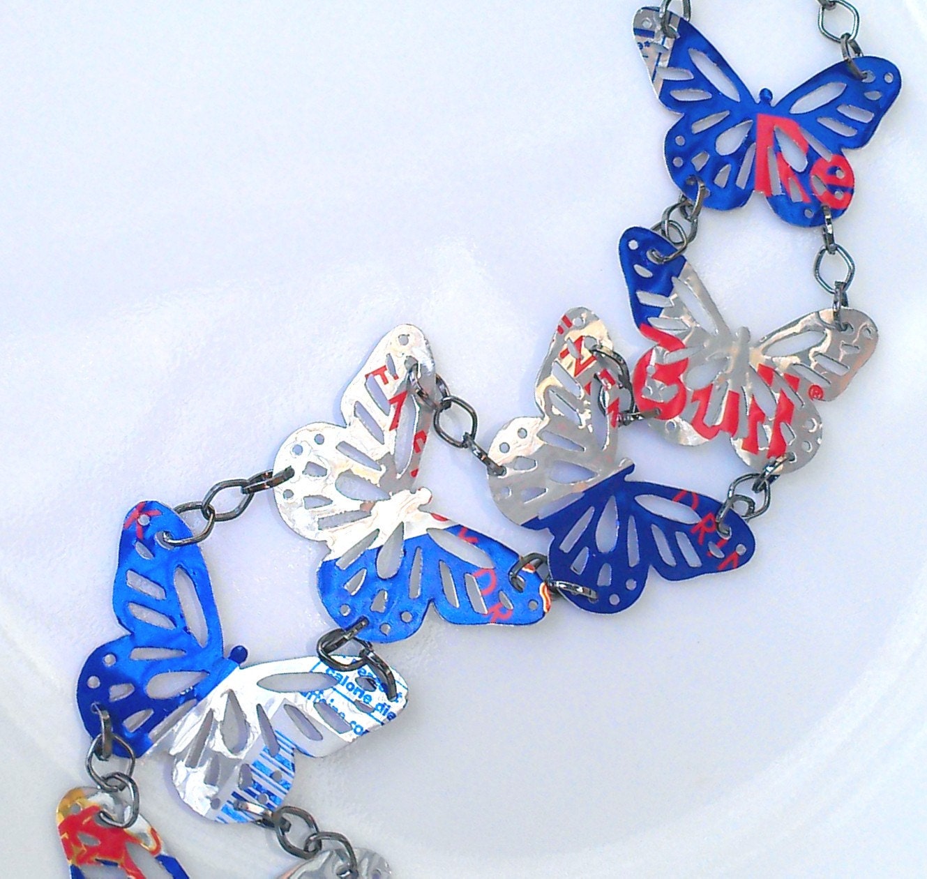 Recycled Upcycled Red Bull Butterfly Soda Can Chain to Hang Windows Walls Lights at Parties - 12" - CH01
