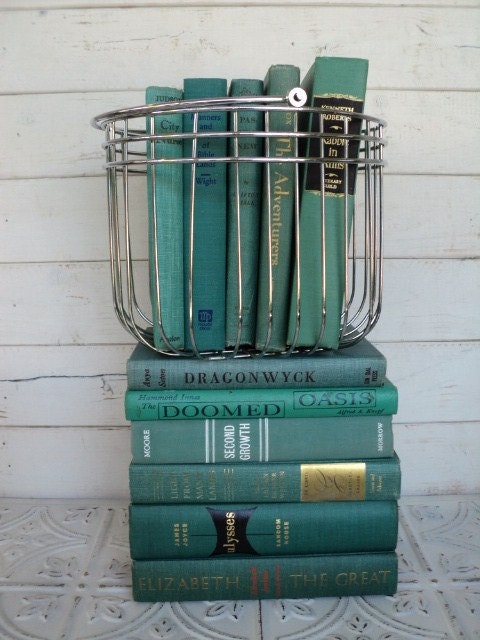 Ocean Books Instant Library Collection Decorative Books Photography Props Turquoise Books by the Foot Teal Green