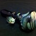 Cobalt Glass Pipe Silver and Gold Fumed Dot Vortex With Attached Pendant Tobacco Spoon Pipe