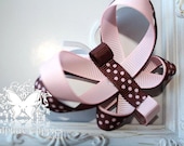 Pink Brown Butterfly Bow. Double Layer Butterfly Ribbon Sculpture Clippie. Free Ship Promo.