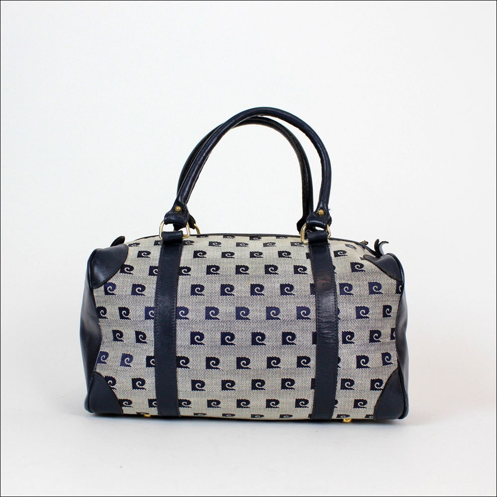 Pierre Cardin speedy bag / blue canvas monogram bowling bag