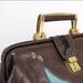 leather doctor bag / 80s wavy patchwork hinge bag