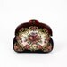 tapestry rose clutch / hinged floral fabric double pouch