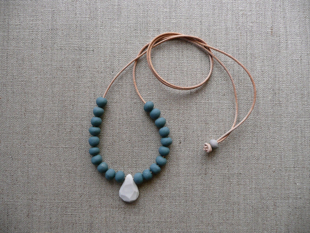 Crystal Tear Drop Ceramic Bead Necklace