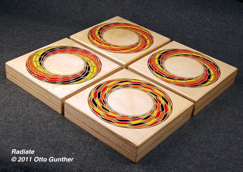 Radiate - original laser engraving and hand inking by Otto Gunther