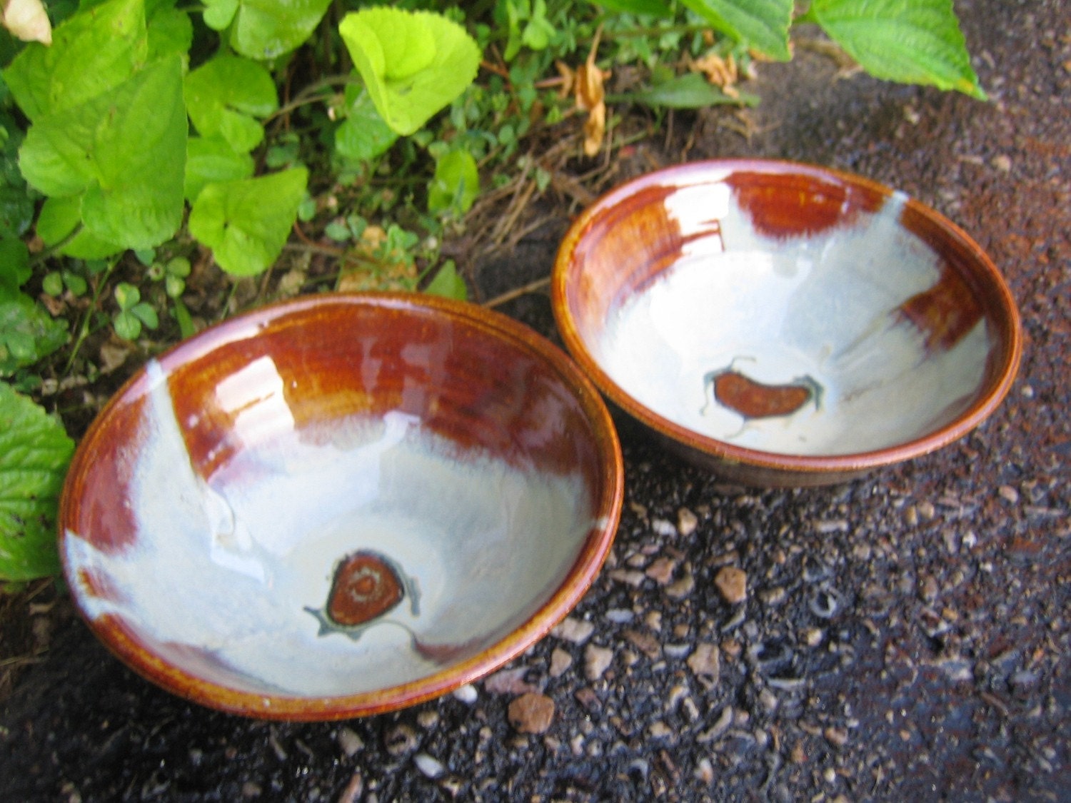 Pair of Bowls - Small Red-Honey Glazed