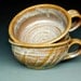 French Onion Soup Mug Ceramic Striped Amber Cream